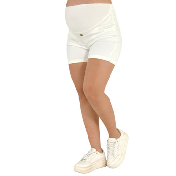 Short Materno En Drill Blanco
