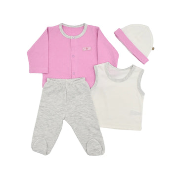 Set de Primer Día 4 Piezas Rosado y Gris