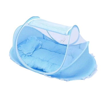 Mosquitero Cuna Portatil Con Colchoneta Y Almohada Azul