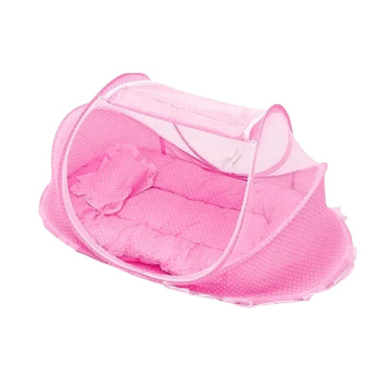 Mosquitero Cuna Portatil Con Colchoneta Y Almohada Rosado