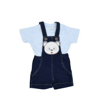 Overol En Jean Con Camiseta De Rayas