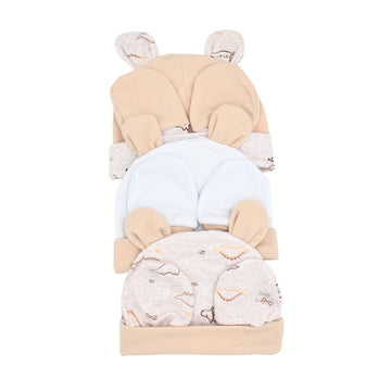 Set De 3 Gorros + 3 Manoplas Estampadas