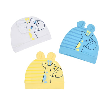 Set De Gorros X3 Orejitas Estampado Jirafa