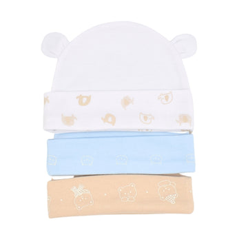 Set De Gorros X3 Borde Estampado
