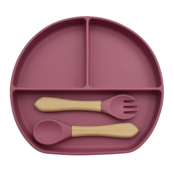 Set de Plato Silicona con Cubiertos