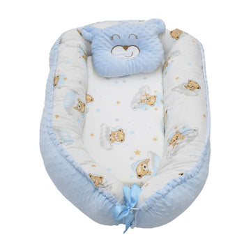 Nido Antireflujo Estampado Con Almohada Azul