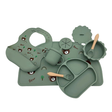 Vajilla En Silicona 10 Piezas Con Estampado Oso