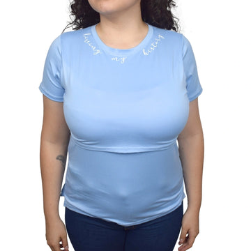 Blusa Materna Mensaje Azul