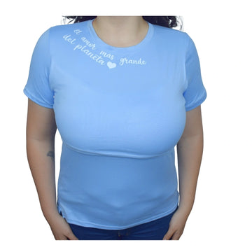 Blusa Materna Mensaje Celeste