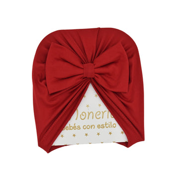 Gorro Turbante Con Moño Rojo