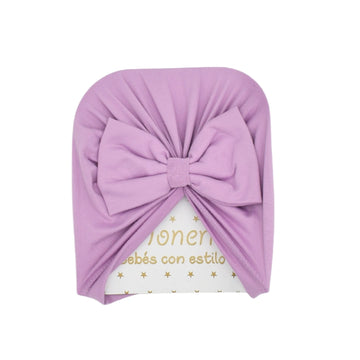 Gorro Turbante Con Moño Lila