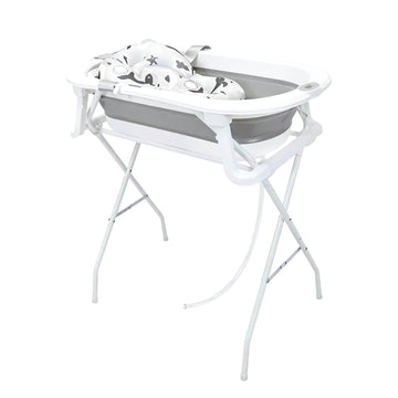 Bañera Plegable Con Soporte Metálico Y Cojín Gris Stand