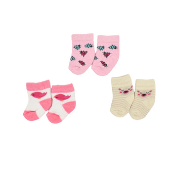 Set De Medias Estampado Animales X3 Para Bebe Niña 0 Meses