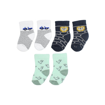 Set De Medias Estampado Dinosaurio X3 Para Bebe Niño 6 Meses