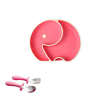 Plato De Silicona + Cubiertos Elefante
