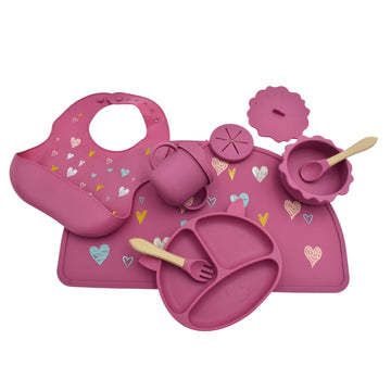 Vajilla en Silicona 10 Piezas Estampado Corazones
