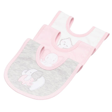 Babero Doble Faz Rosado con Tela Toalla Bordada 25 x 20 cm