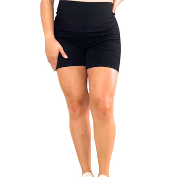 Short Materno Licrado Liso Negro
