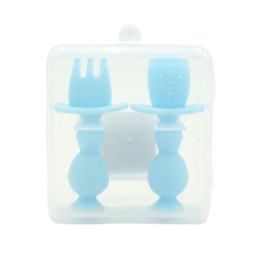 Set De Cuchara Tenedor Azul Bolitas