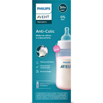 Tetero Válvula Anticólicos Avent 3 meses+ 11Oz Rosado