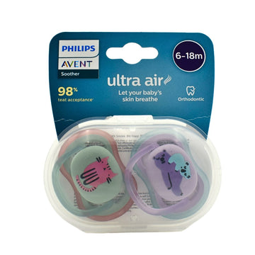 Chupo De Entretención Philips Ultra Air Avent Gato-Koala Violeta-Verde 6-18M+