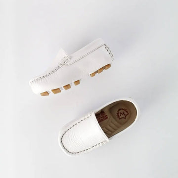 Zapato Mocasín En Cuero Blanco Jv Kids