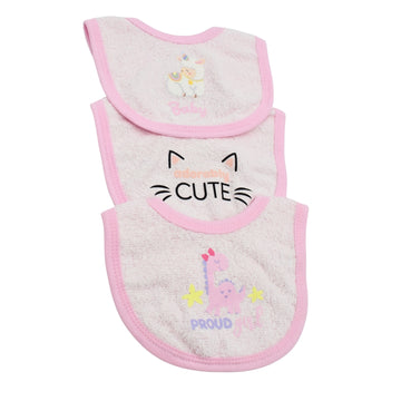 Set de Baberos Tela Toalla Rosado para Bebé x3