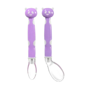 Set x2 Cucharas en Silicona Estampado Osito Morado