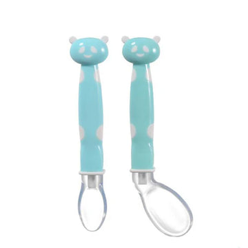 Set x2 Cucharas en Silicona Estampado Osito Verde
