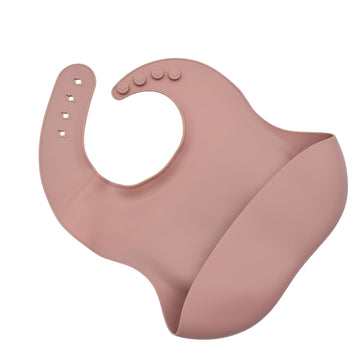 Babero en Silicona para Bebé Solo Tono Liso Rosado
