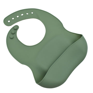 Babero en Silicona para Bebé Solo Tono Liso Verde