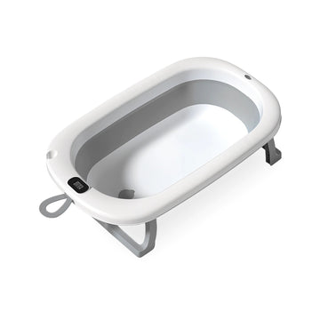 Bañera Plegable para Bebé con Drenaje y Termómetro Gris
