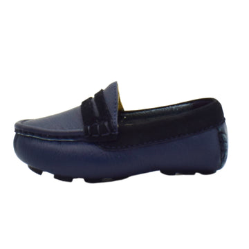 Zapato Mocasín En Cuero Color Azul Florida Jv Kids
