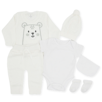Set De Primer Día Estampado Tejido Oso