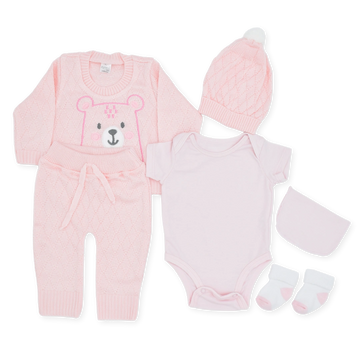 Set De Primer Día Estampado Tejido Oso