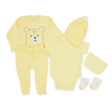 Set De Primer Día Estampado Tejido Oso