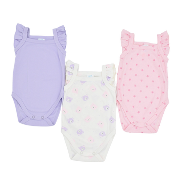 Set De Mameluco Tiras Con Boleros Estampadas Niña X3 Unidades