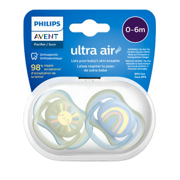 Chupo De Entretención Ultra Air Avent Sol/arcoiris Azul 0-6M+