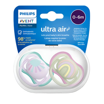 Chupo De Entretención Ultra Air Avent Sol/arcoiris Rosado 0-6M+