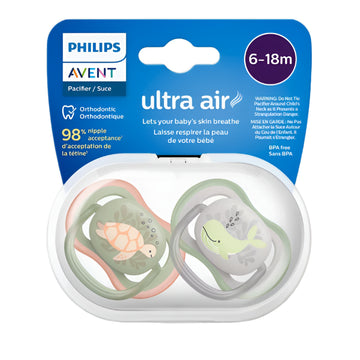 Chupo De Entretención Ultra Air Avent Tortuja-Ballena Gris-verde 6-18M+