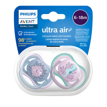 Chupo De Entretención Ultra Air Avent Pez Globo-Caballo de mar Rosado-Violeta 6-18M+