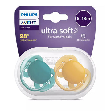 Chupo De Entretención Philips Ultra Soft Avent Neutro Verde-Naranja 6-18 M+