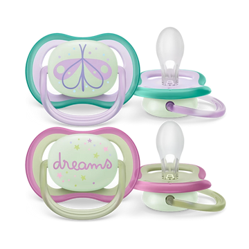 Chupo De Entretención Ultra Air Avent Mariposa-Dreams Azul-Rosa Nighttime 0-6M+