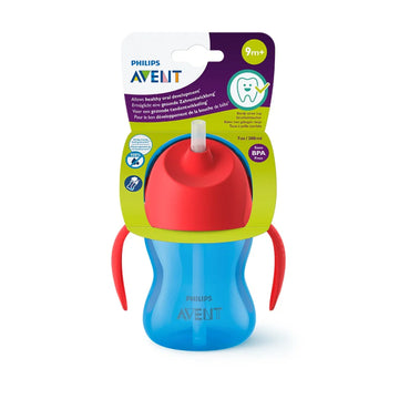 Vaso Pitillo Avent Niño 7oz Azul - Rojo Liso