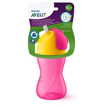 Vaso Pitillo Avent Niña 10oz Rosado-Amarillo Liso