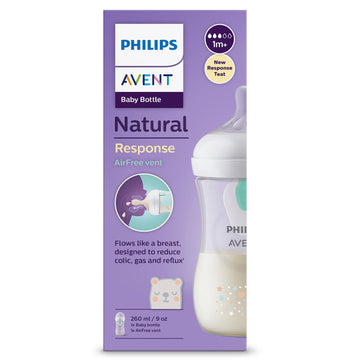 Tetero Natural Response Con Válvula Antocólicos Air Free Avent 9oz Estrellas-Oso