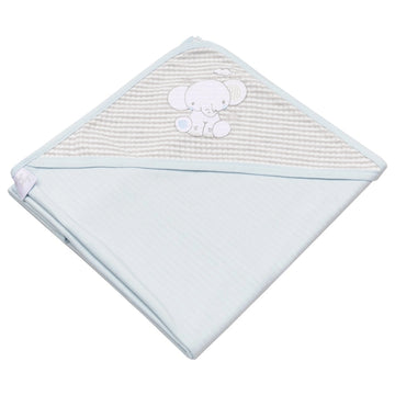 Cobija a Rayas Bordada Doble Faz Celeste 100 x 75 cm