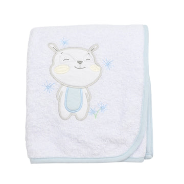 Toalla Con Capota Bordado Animal - Celeste