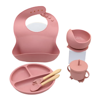Vajilla en Silicona de 8 Piezas Ovalada Rosado