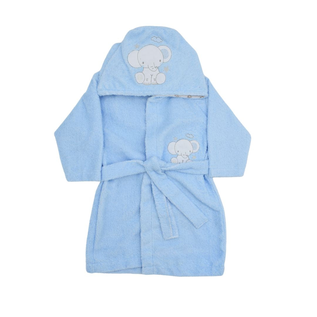 Salida De Baño Capota Celeste Forrada 6-24M Bordada